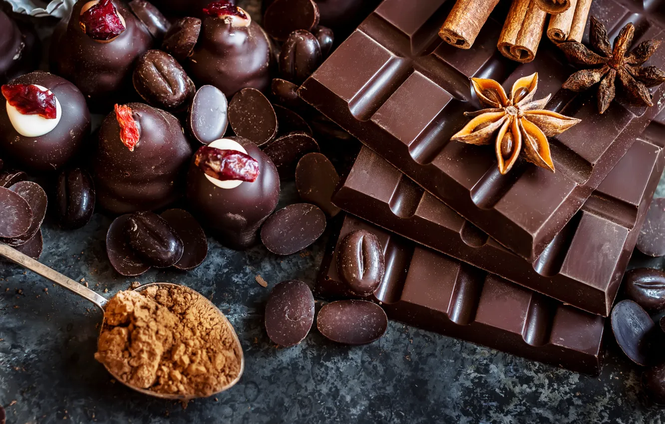 Photo wallpaper chocolate, candy, star anise