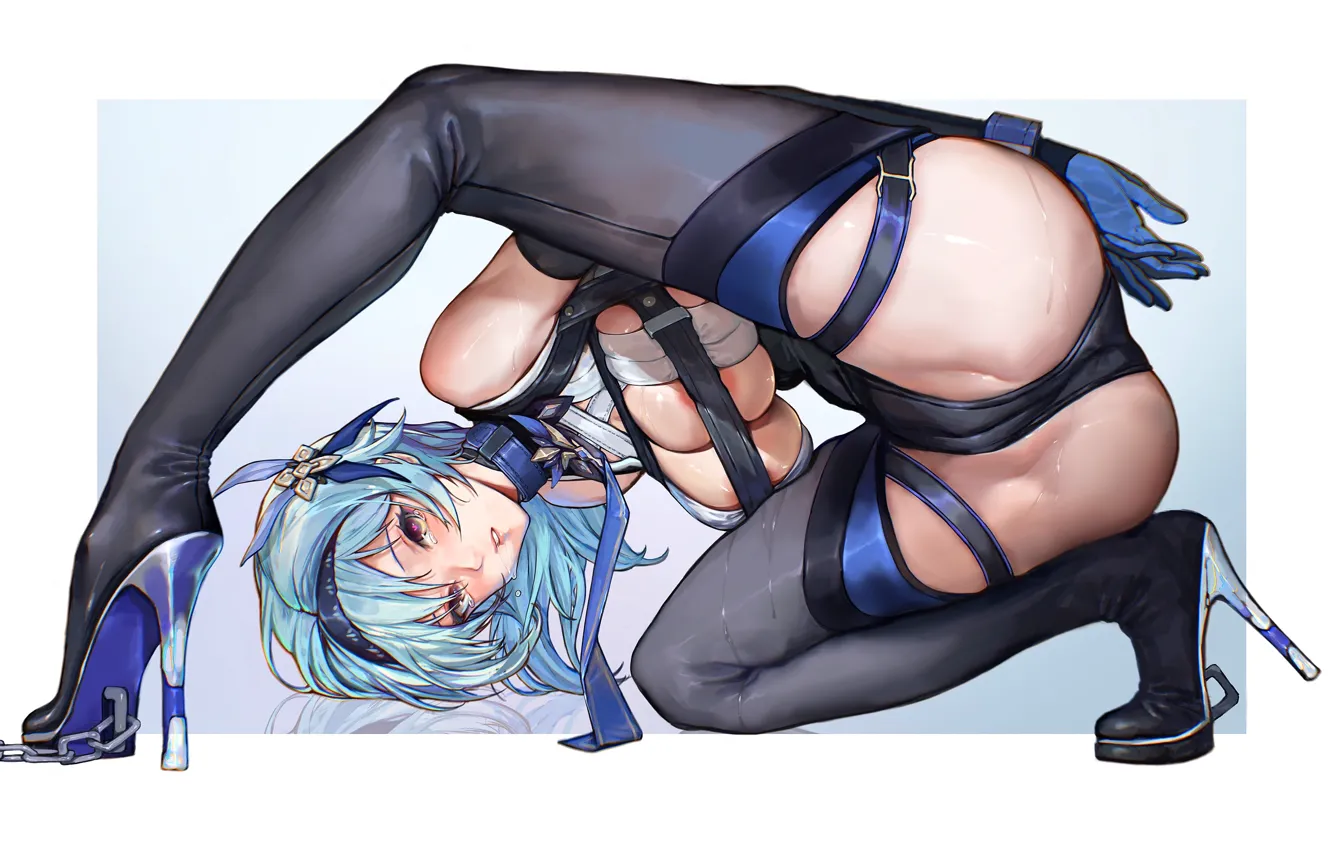 Photo wallpaper girl, hot, sexy, ass, boobs, blue, anime, short hair