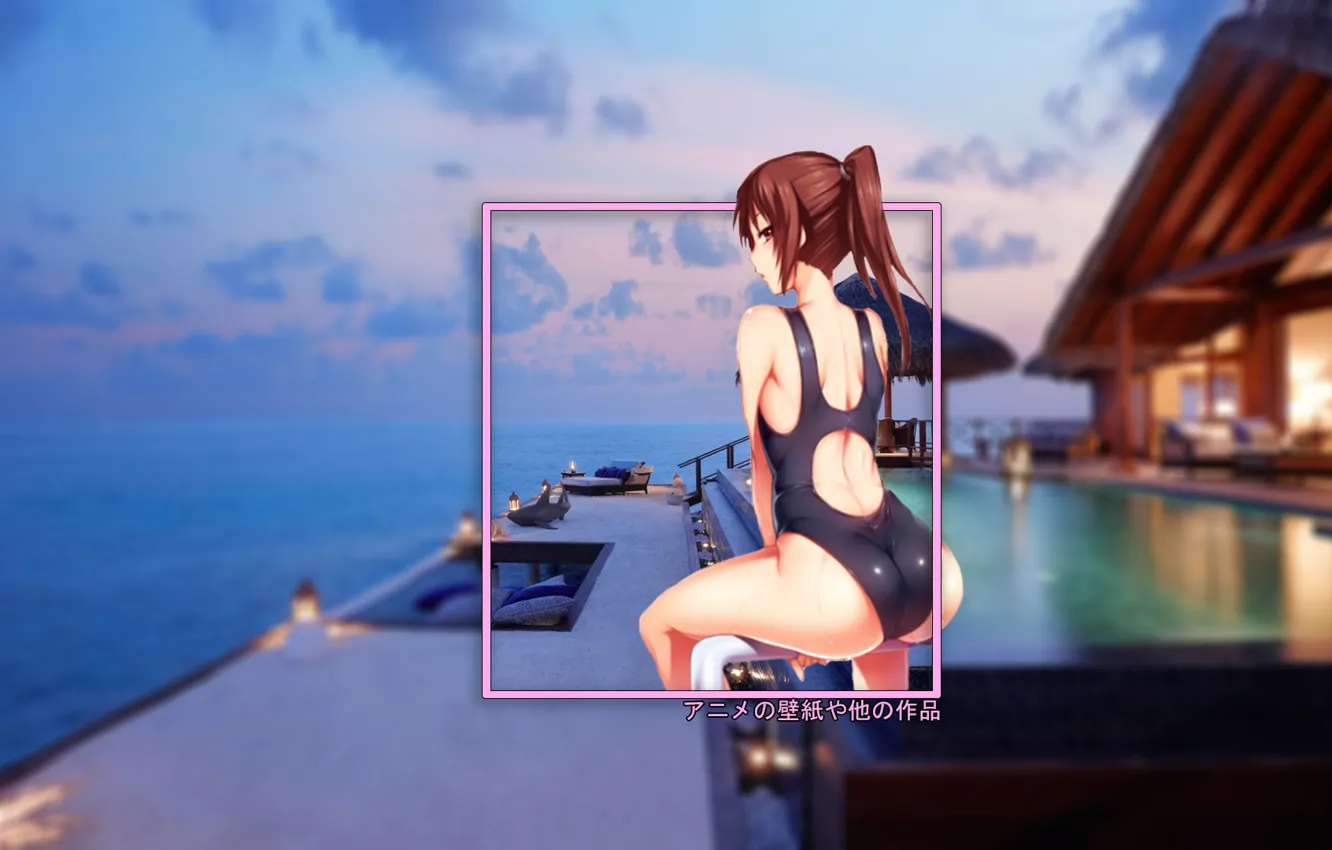 Photo wallpaper swimsuit, girl, anime, pool, madskillz