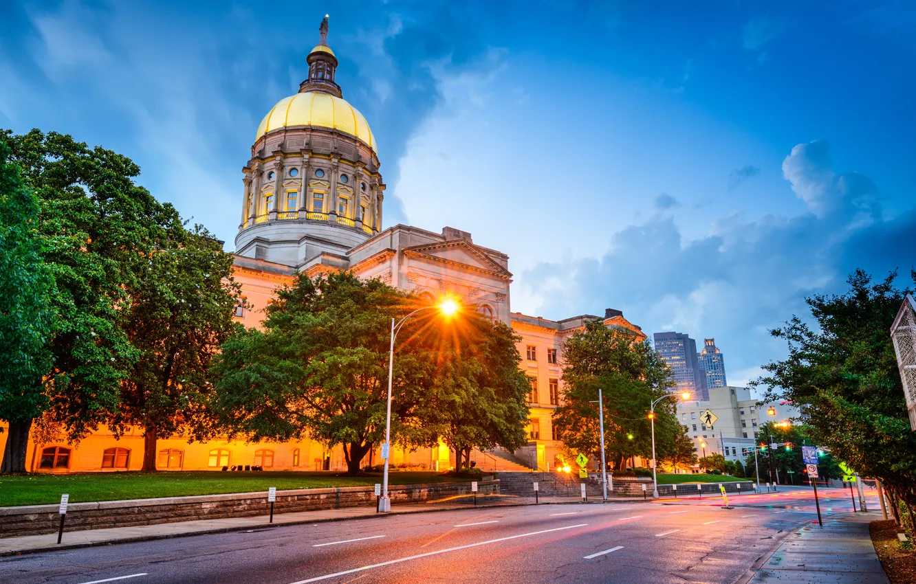 Photo wallpaper city, downtown, building, capital, dome, capitol, atlanta, cupola