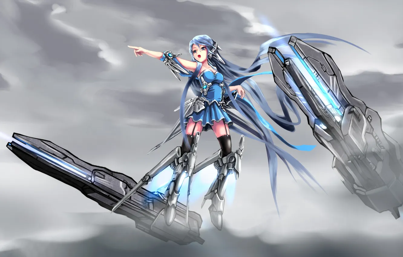 Photo wallpaper look, girl, cyborg, gesture, art, paraselene