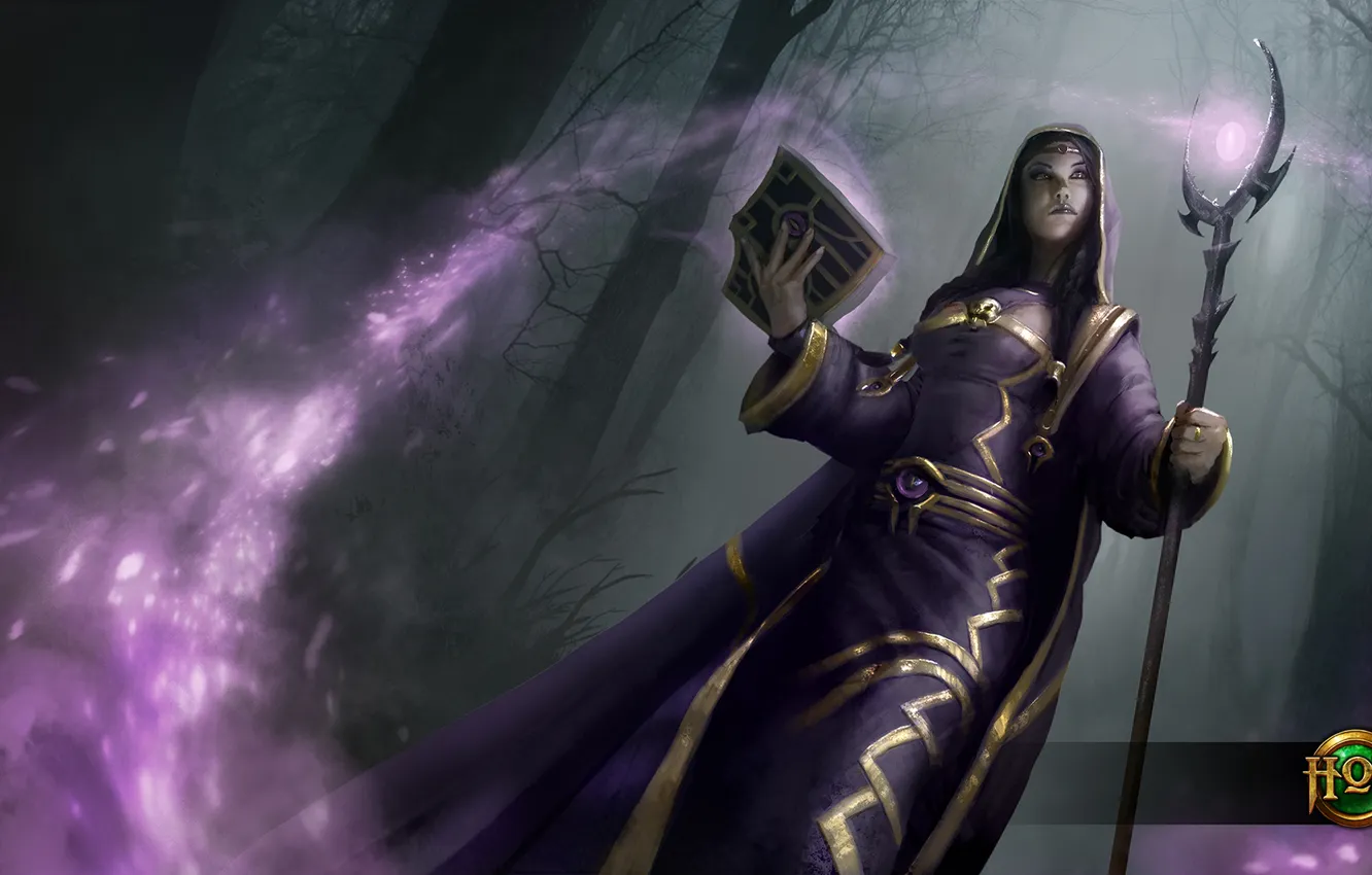 Photo wallpaper girl, death, book, staff, Heroes of Newerth, Martyr, Sister Death