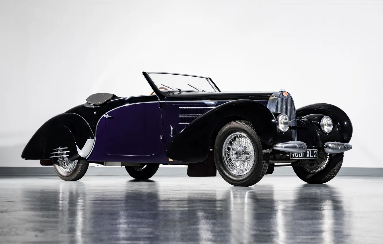 Photo wallpaper Bugatti, retro cars, Cabriolet, 1939, Type 57C, Bugatti Type 57C, Aravis, by Gangloff