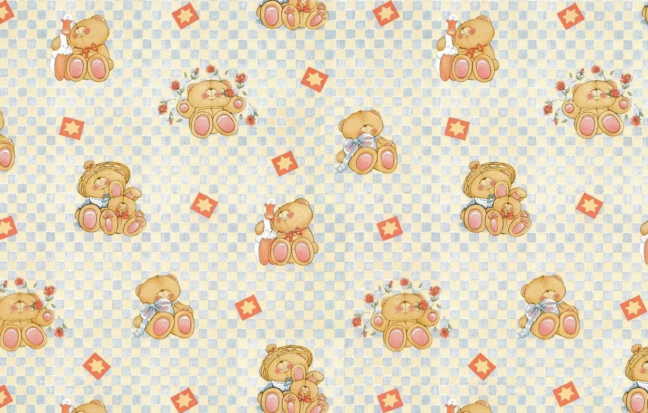 Photo wallpaper background, texture, art, bear, children's