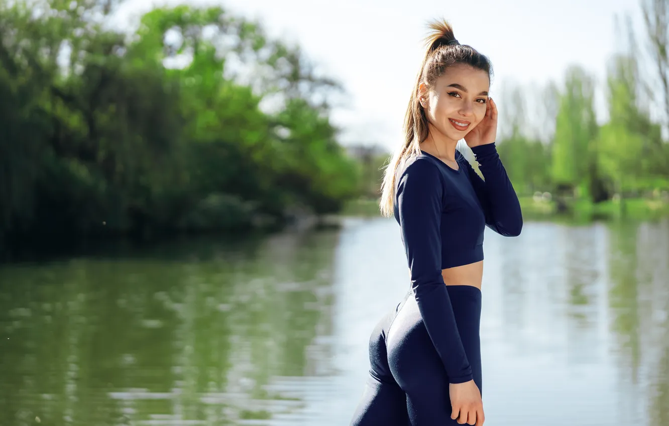 Photo wallpaper girl, beautiful, look, sportswear