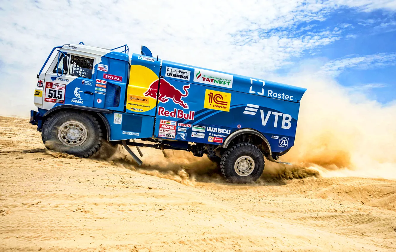 Photo wallpaper Sand, Truck, Race, Master, Russia, Kamaz, Rally, Dakar