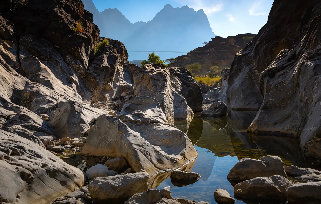 Photo wallpaper mountains, stones, Oman, Snake Canyon