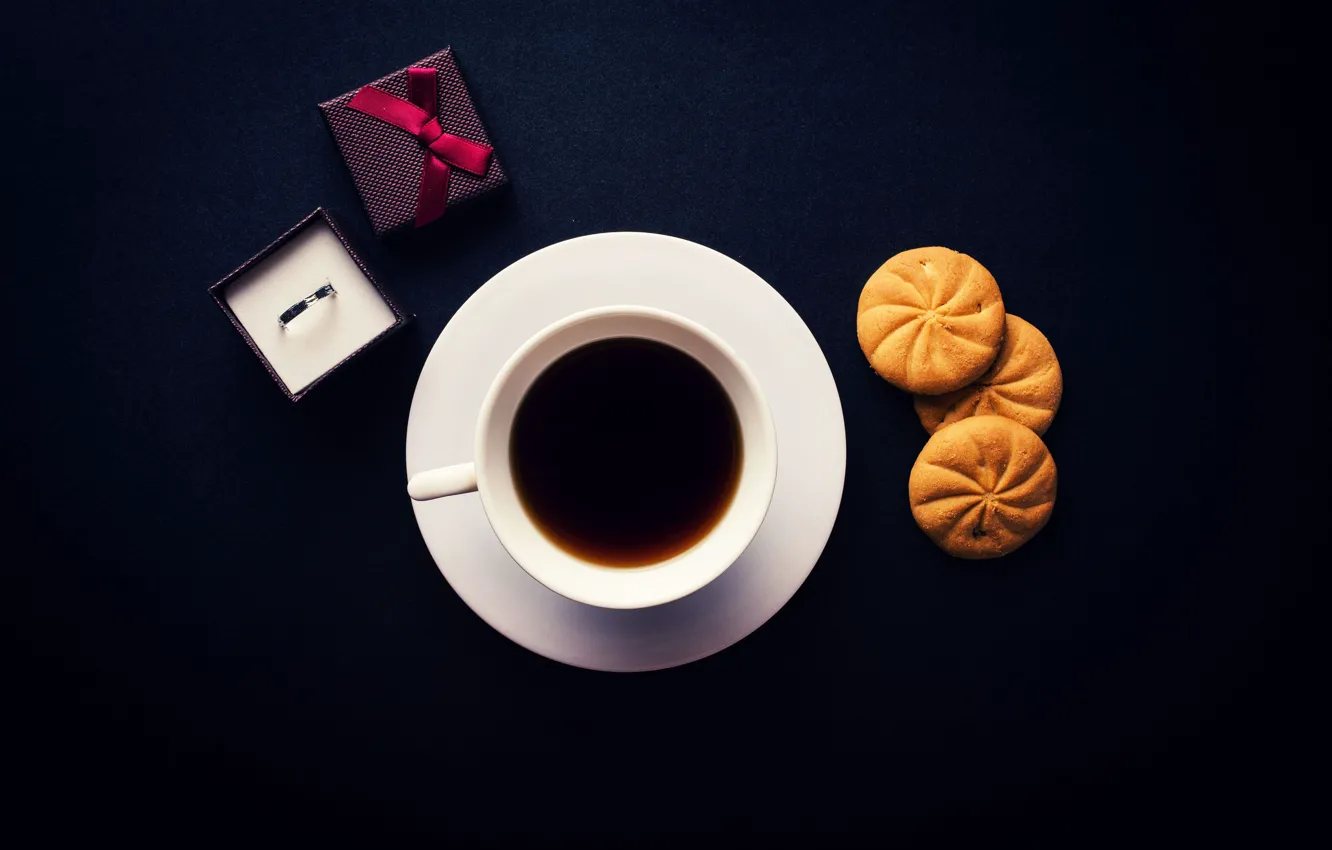 Photo wallpaper coffee, cookies, Cup