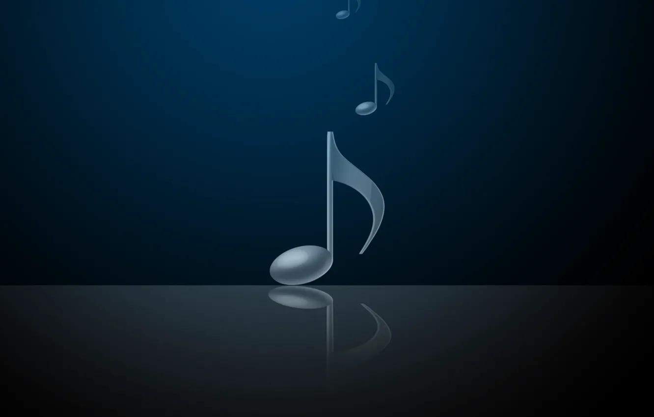 Photo wallpaper reflection, notes, Blues