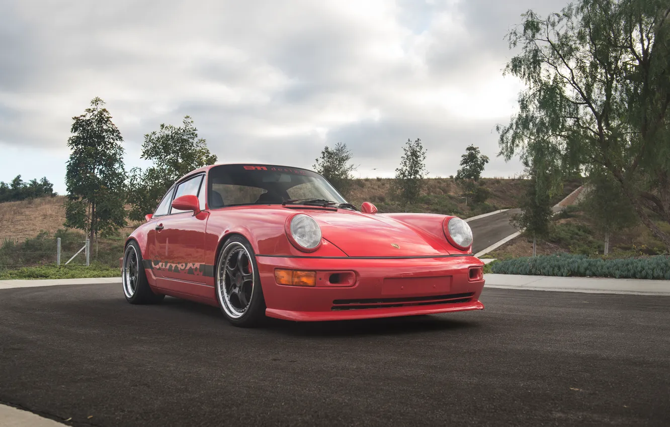 Photo wallpaper red, porsche, 964, carrera