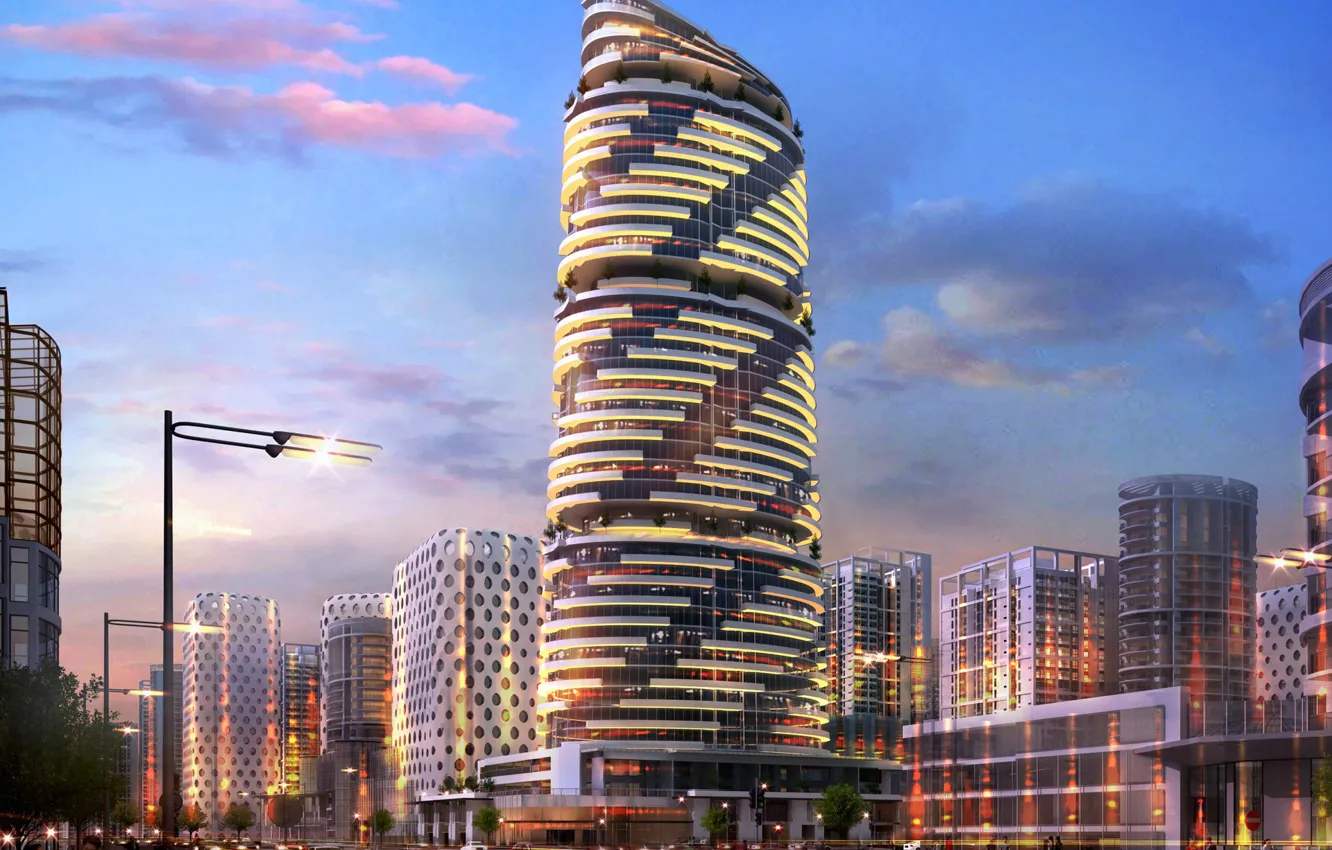 Photo wallpaper the city, transport, street, tower, TOWER 32