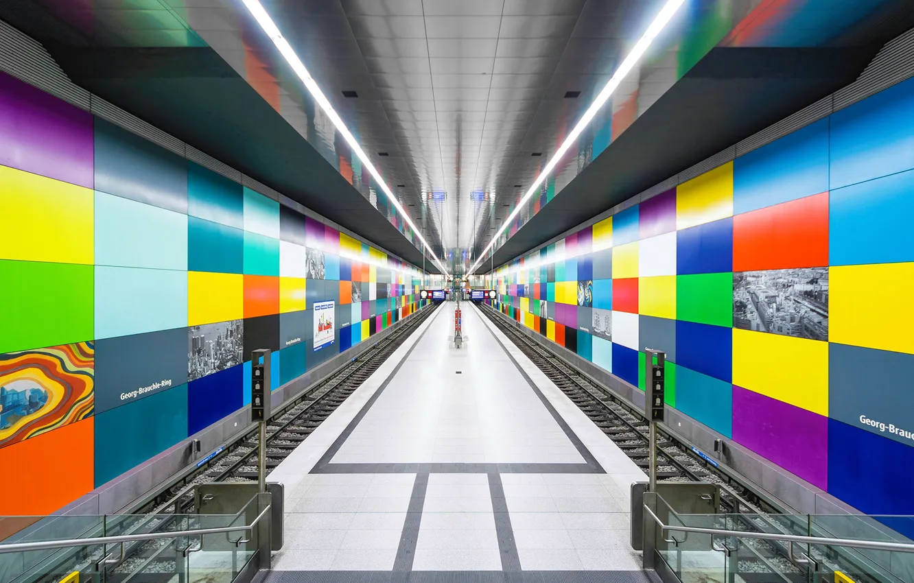 Photo wallpaper metro, station, the tunnel, platform, Underground