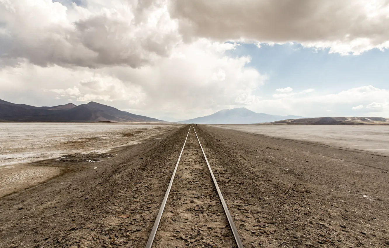 Photo wallpaper perspective, railroad, rovnina