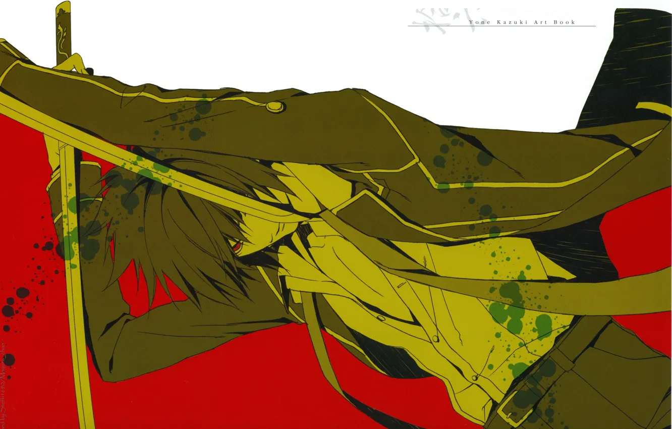 Photo wallpaper katana, spot, guy, school uniform, blade, by Yone Kazuki