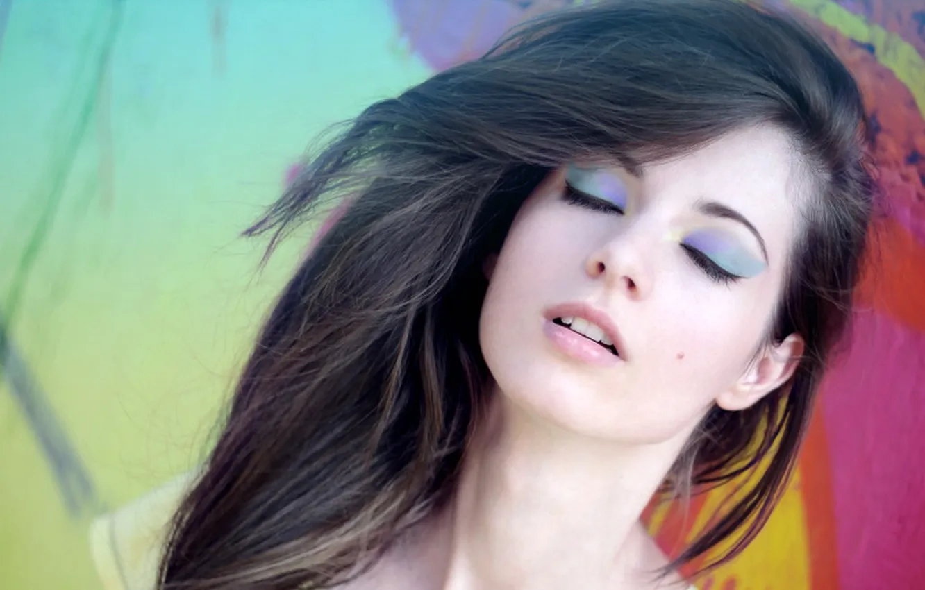 Photo wallpaper eyes, girl, face, model, colored, eyeliner