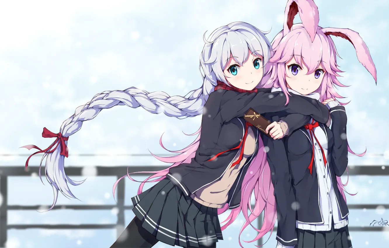 Photo wallpaper girl, anime, hugs, benghuai xueyuan