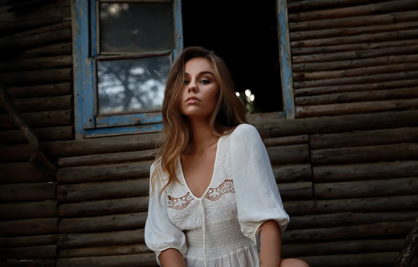 Photo wallpaper look, girl, face, hut, Christina, Denis Lankin