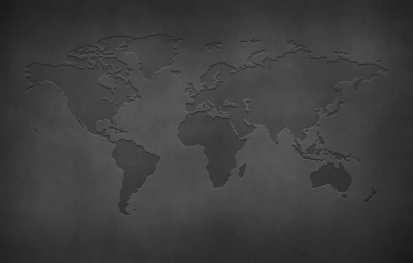Photo wallpaper wall, grey background, world map, the continent