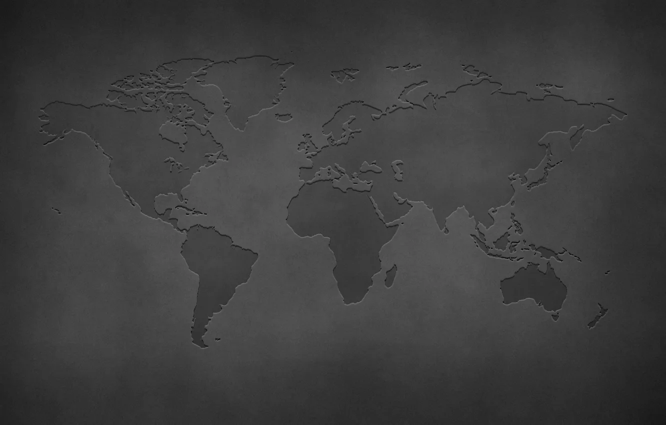 Photo wallpaper wall, grey background, world map, continents