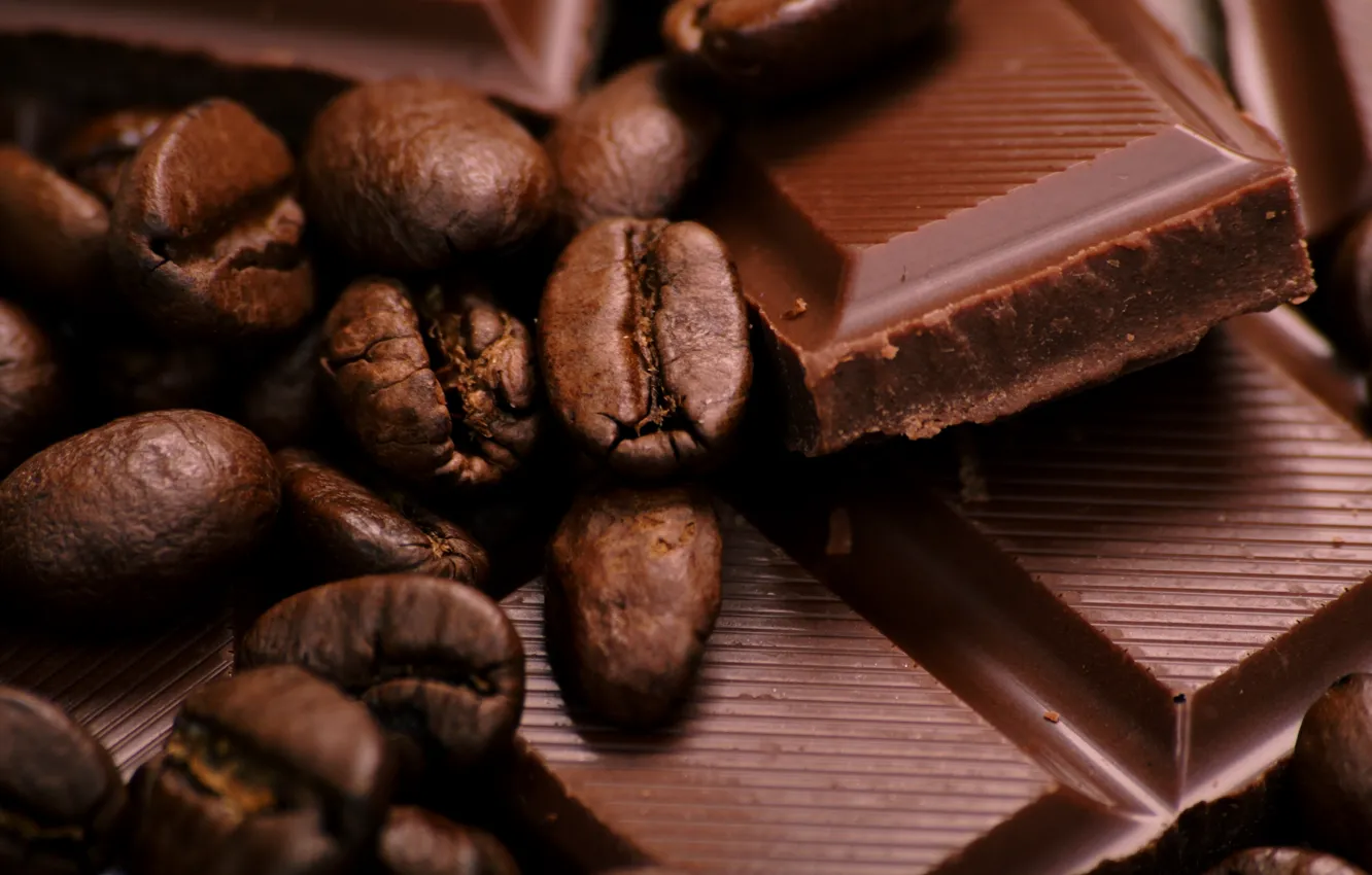 Photo wallpaper coffee, chocolate, grain, sweets, dessert