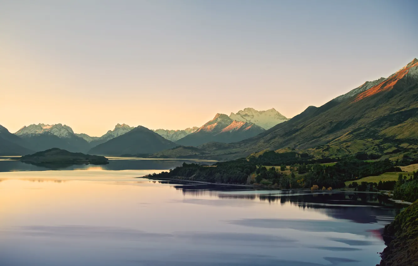 Photo wallpaper mountains, nature, river, New Zealand, New Zealand