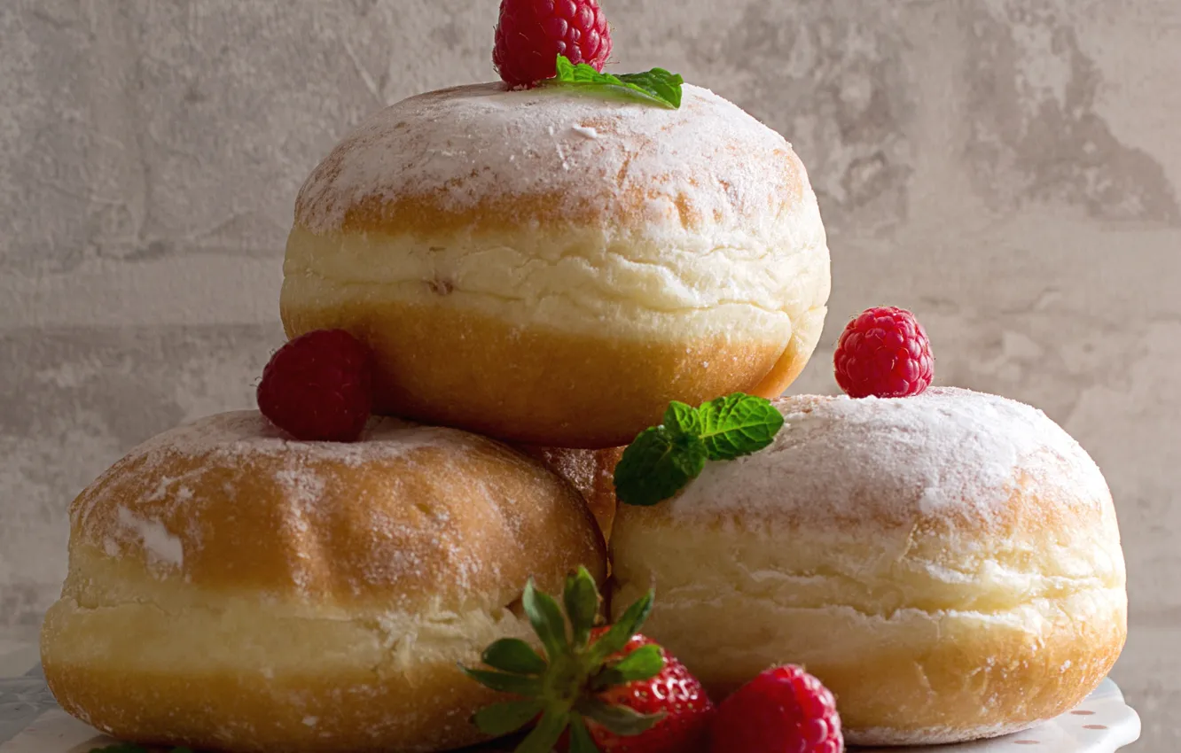 Photo wallpaper raspberry, the sweetness, donuts