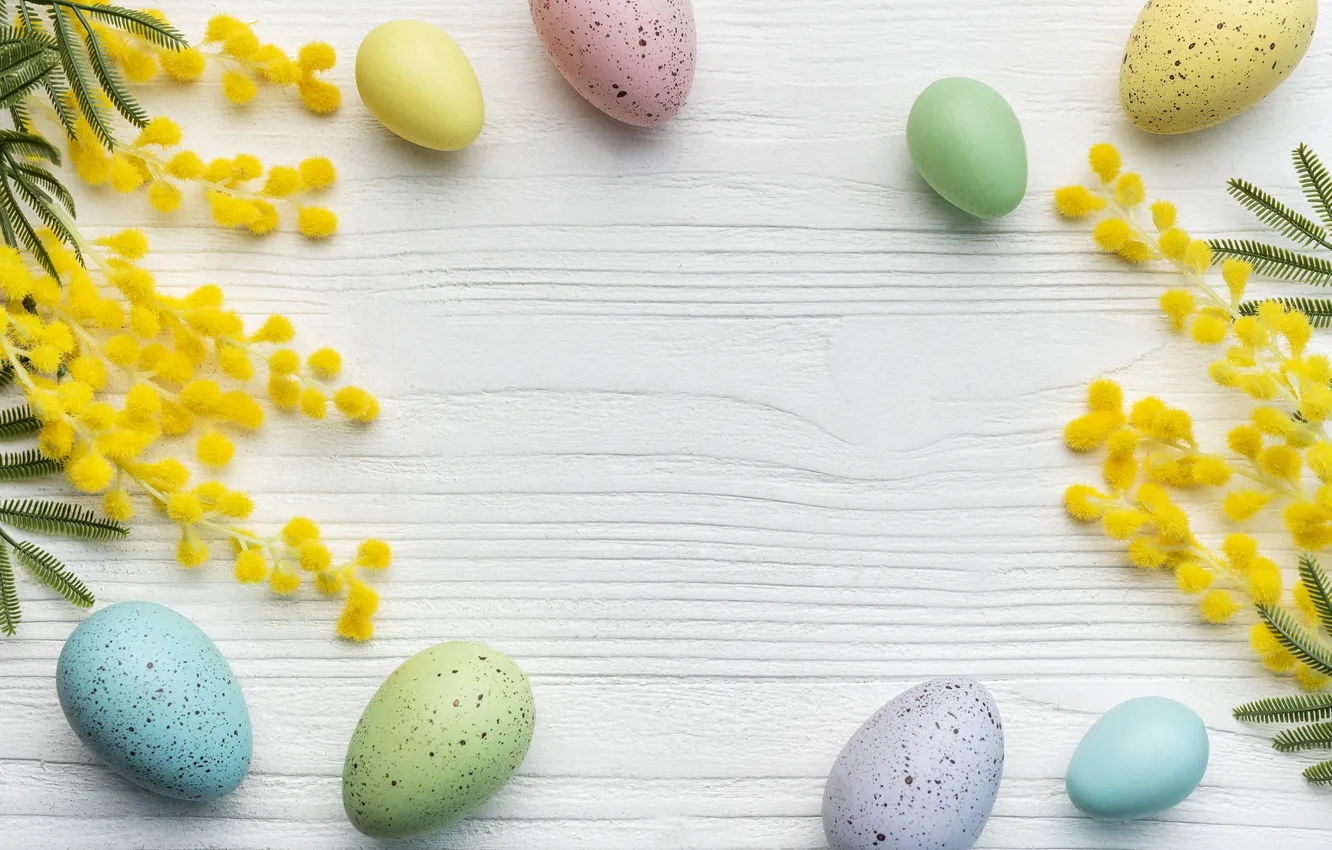 Photo wallpaper flowers, eggs, spring, colorful, Easter, happy, flowers, spring
