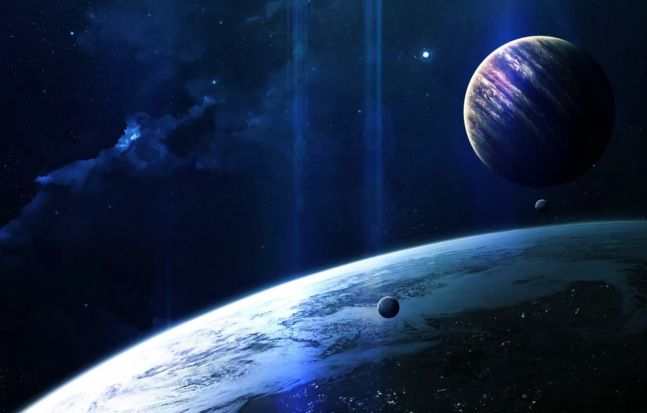 Photo wallpaper space, stars, dream, planet, satellite, art, space, art