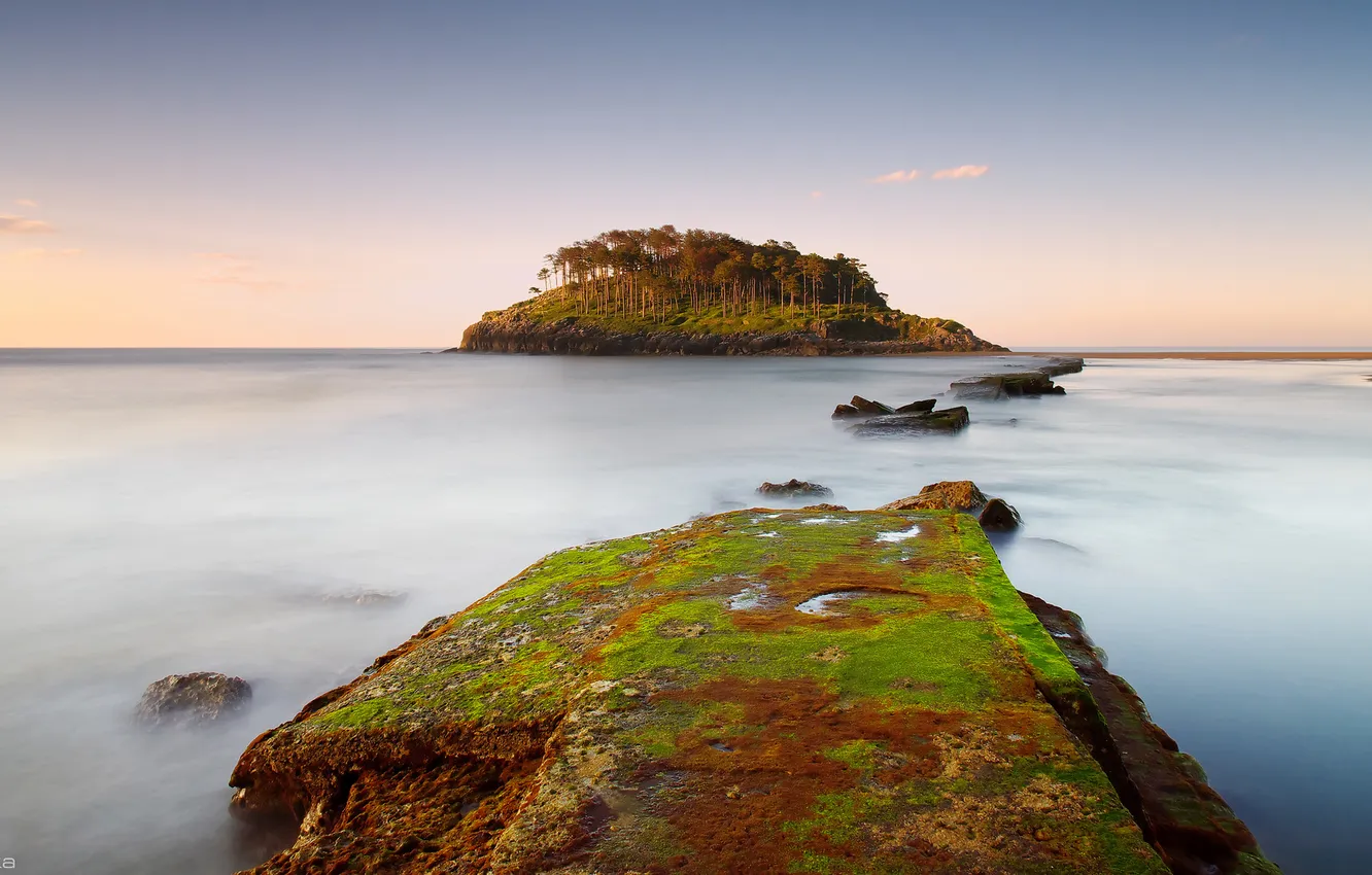 Photo wallpaper sea, the sky, surface, stones, island, excerpt