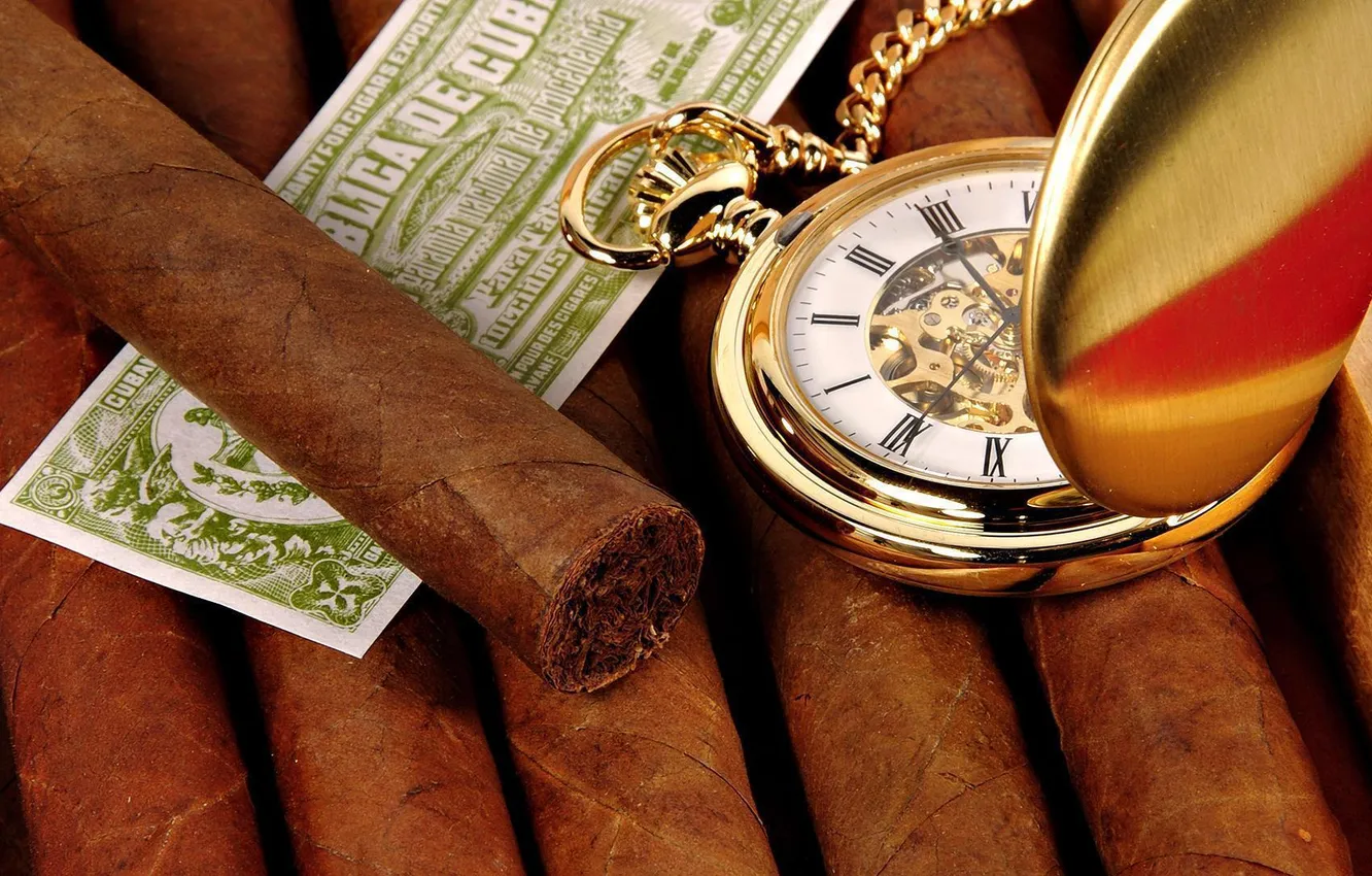 Photo wallpaper watch, cigar, chronometer