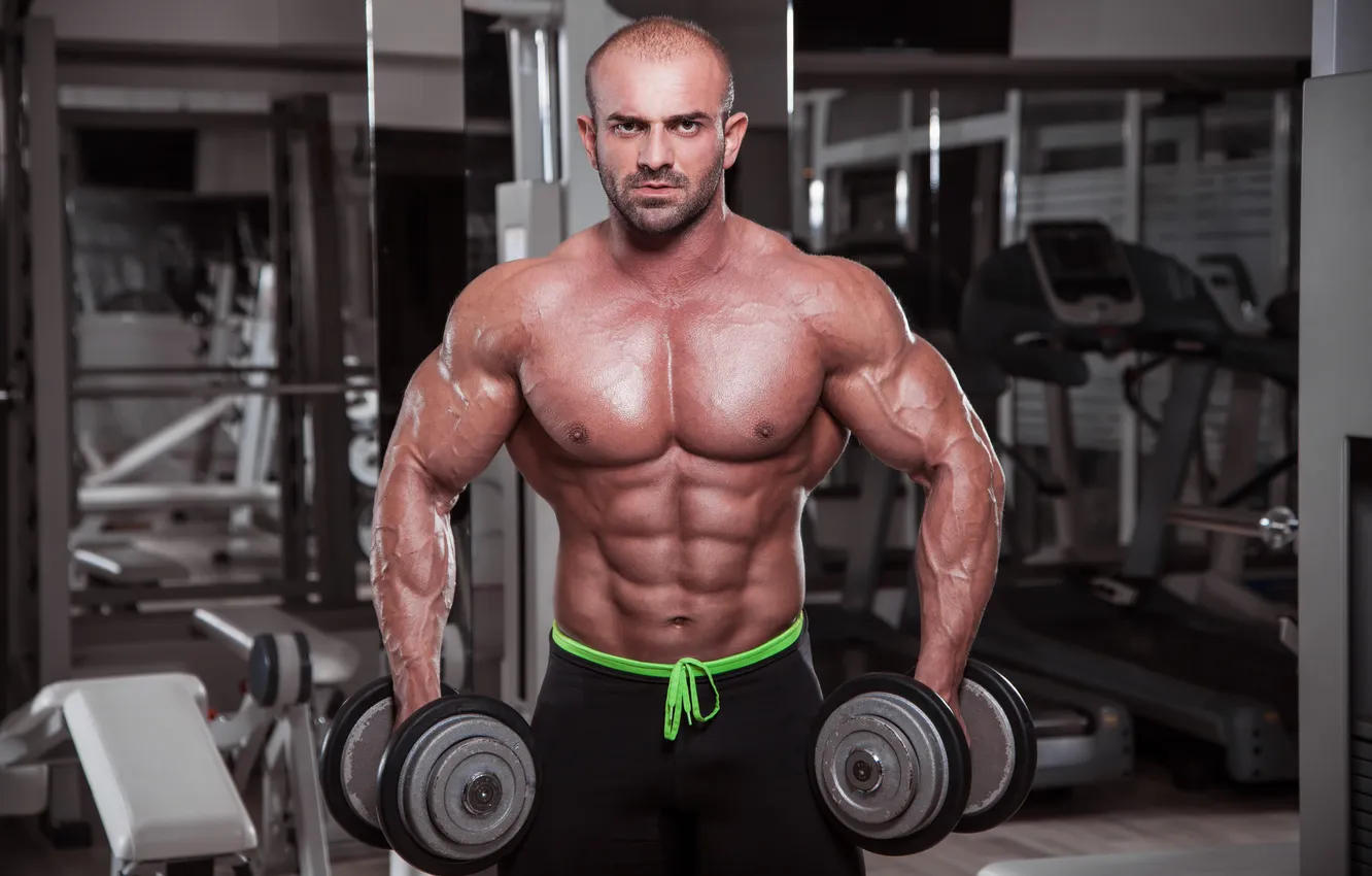 Photo wallpaper exercise, hand, guy, fitness, gym, healthy, health, dumbbell