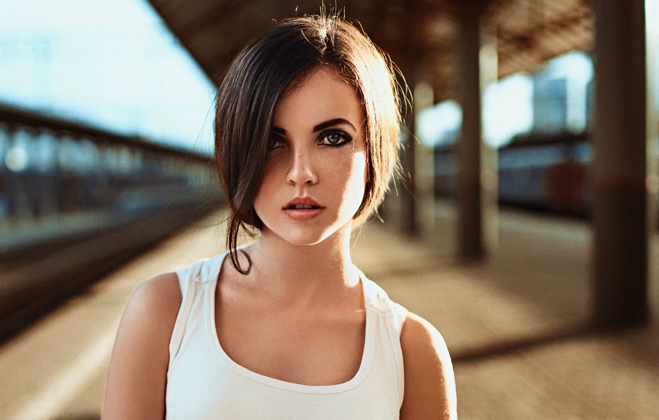 Photo wallpaper eyes, look, girl, model, hair, depot, beautiful, Russian