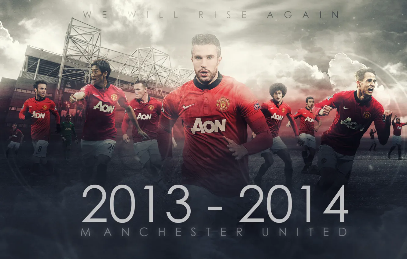 Photo wallpaper Manchester United, Manchester United, Rooney, Old Trafford, van persie, Mata, Fellaini, Kagawa