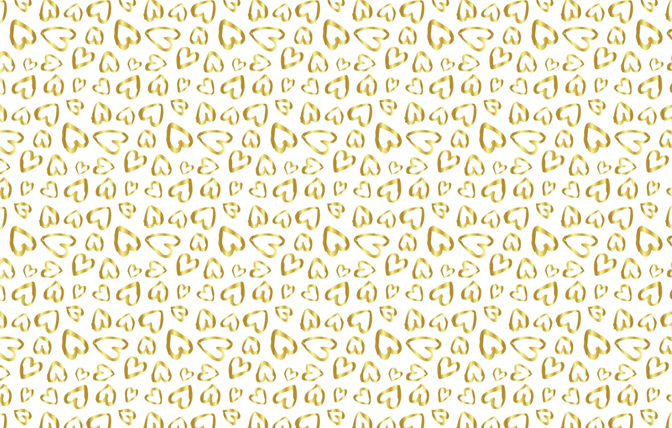Photo wallpaper gold, texture, hearts, white background