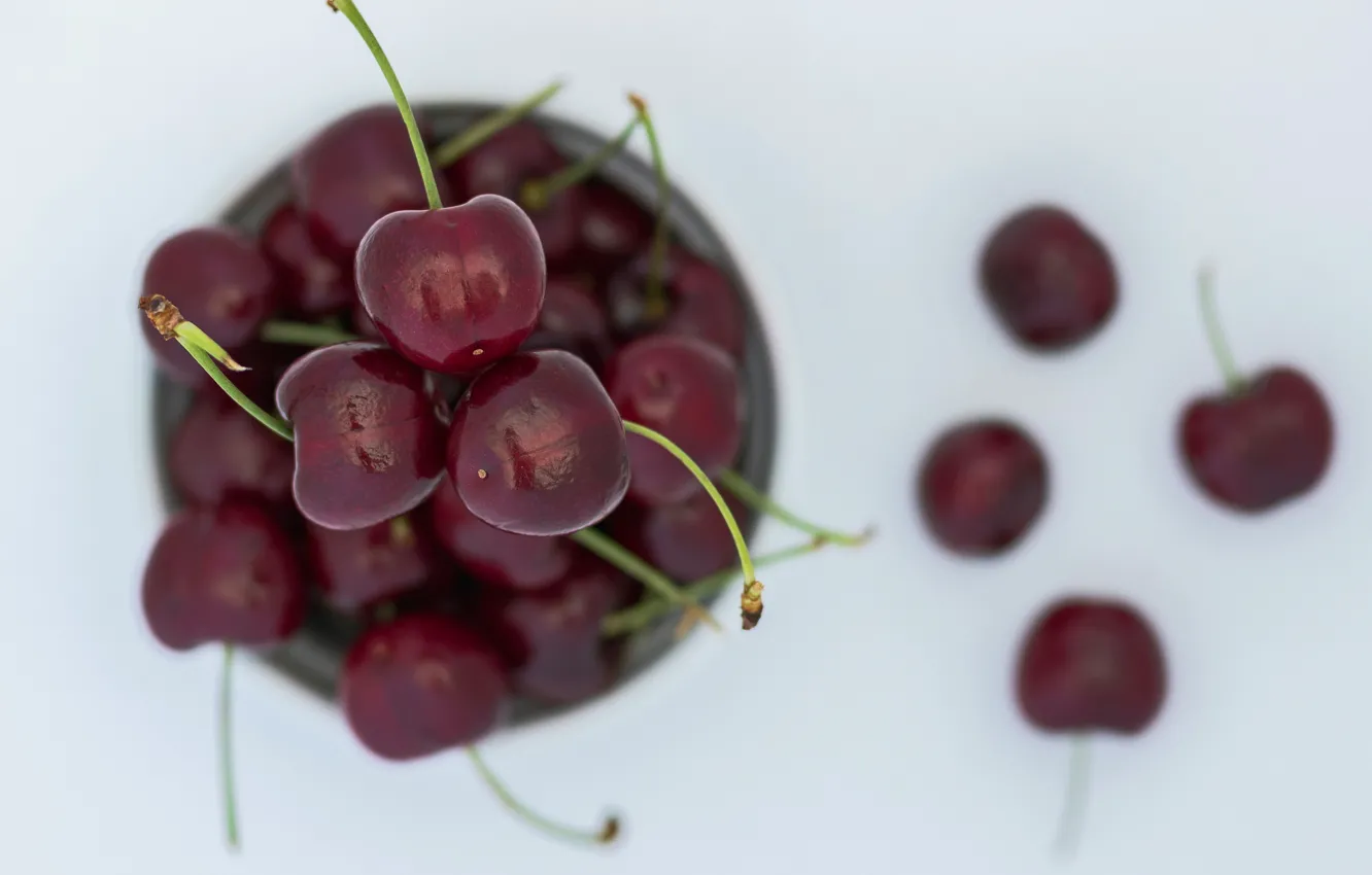 Photo wallpaper macro, berries, cherry, cherry