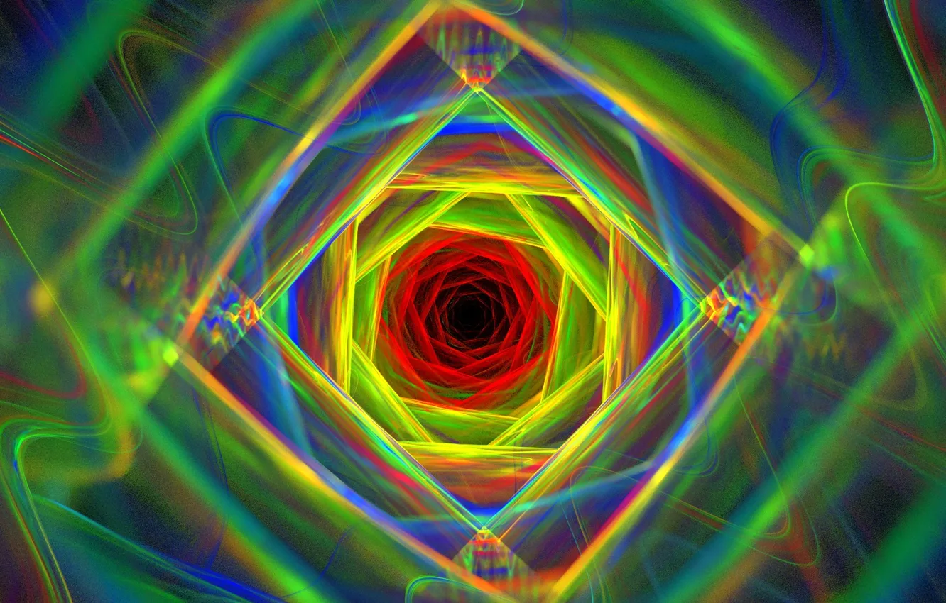 Photo wallpaper wave, abstraction, graphics, hole, squares, figure, fractal, the tunnel