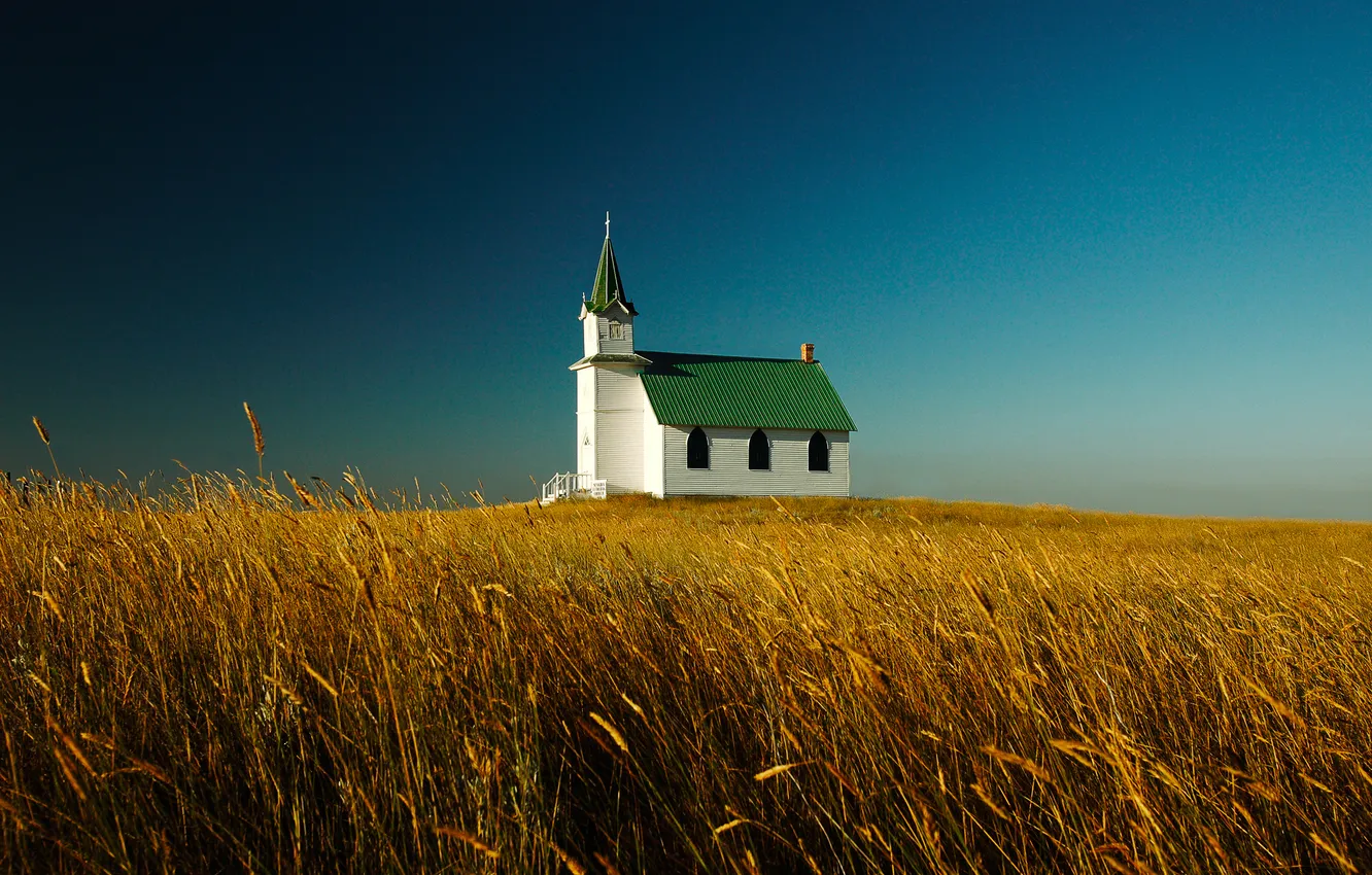 Photo wallpaper field, the sky, home, Church