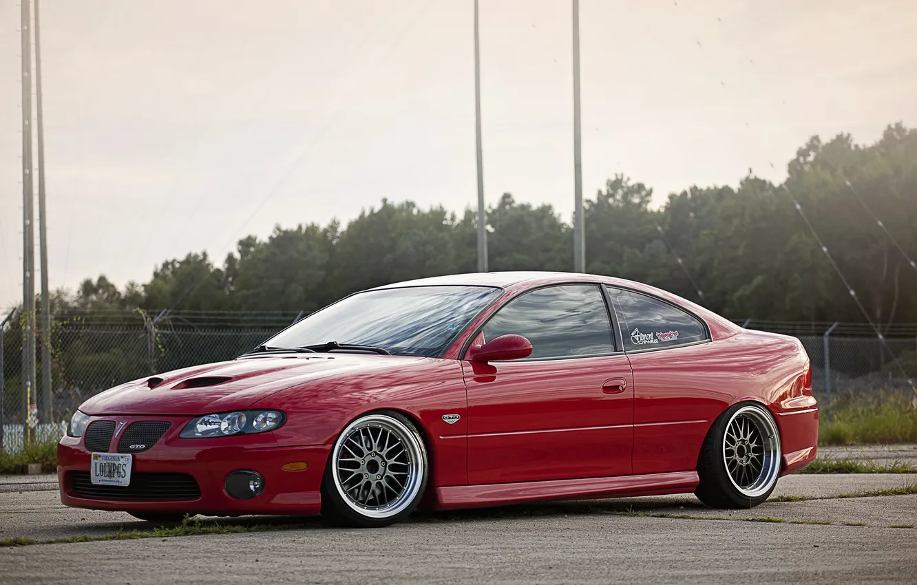 Photo wallpaper red, tuning, stance, Pontiac GTO, Pontiac