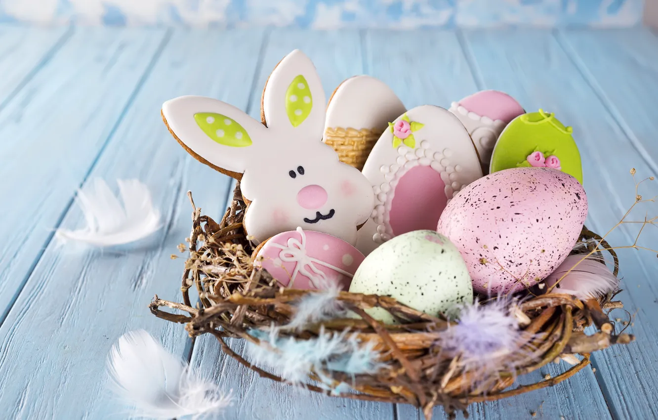 Photo wallpaper holiday, colorful, Easter, rabbit, easter, cookies, egg, Myfoodie