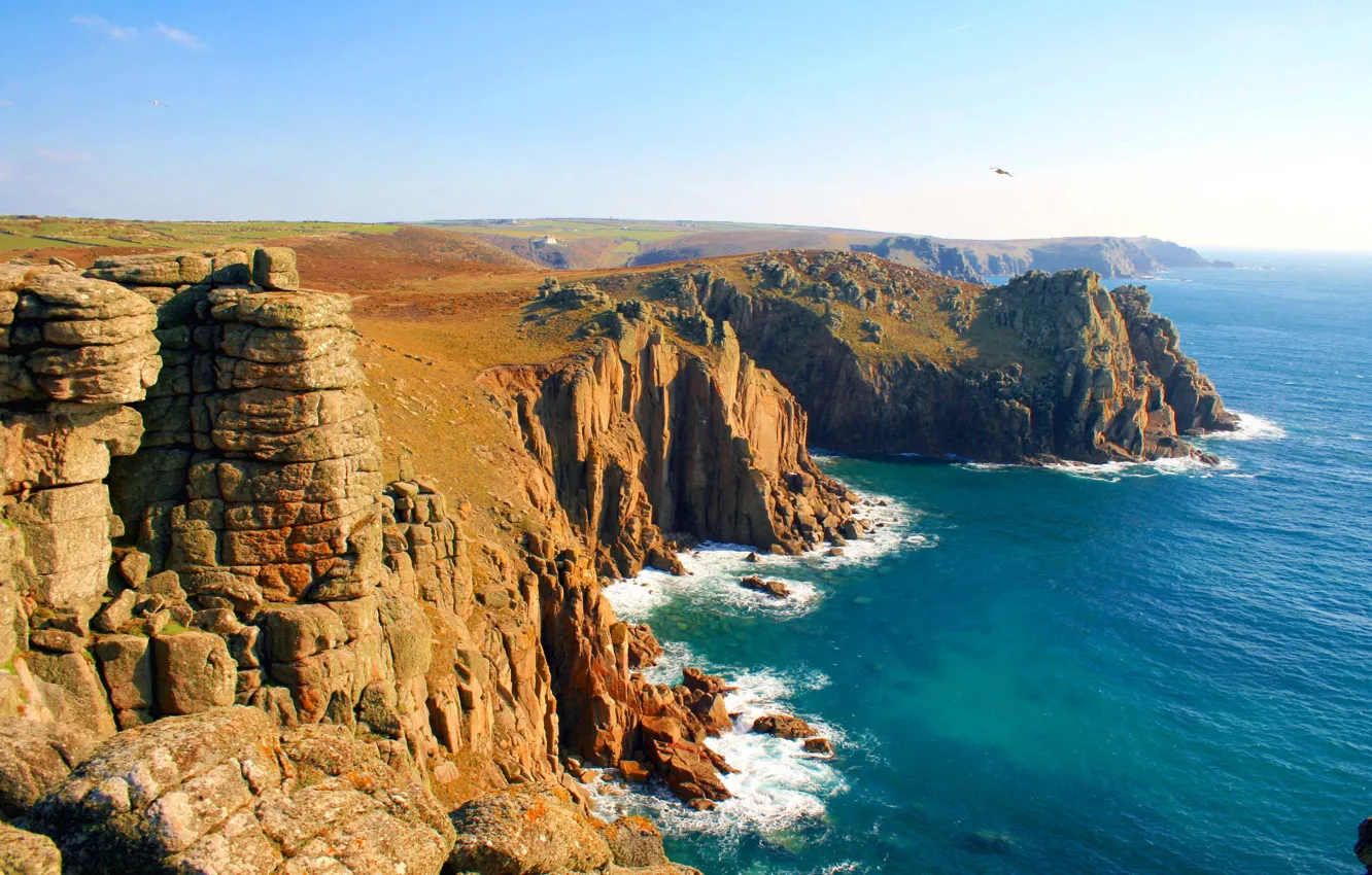 Photo wallpaper landscape, the ocean, England, ocean, landscape, England, County, Cornwall