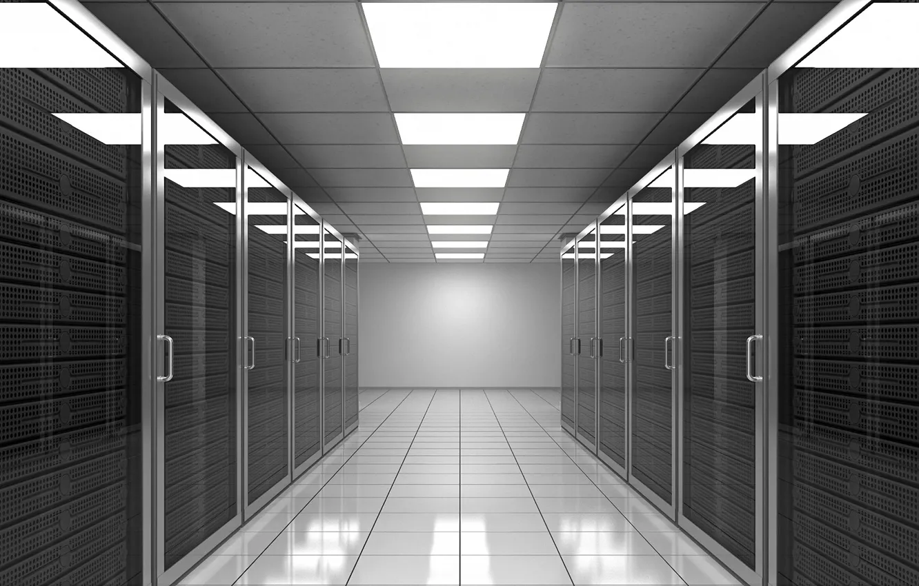 Photo wallpaper light, room, tile, supercomputers, computer engineering