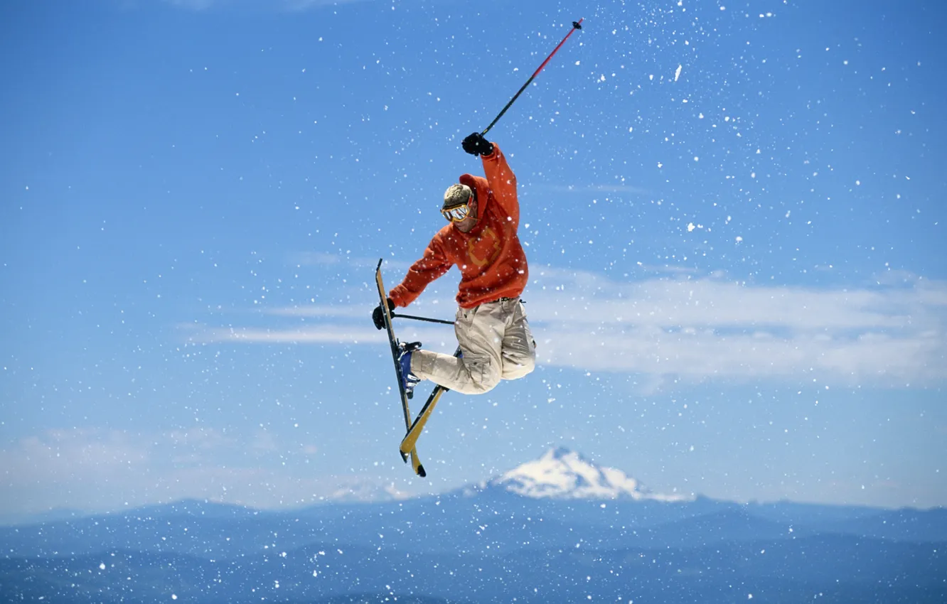 Photo wallpaper the sky, jump, ski, freestyle