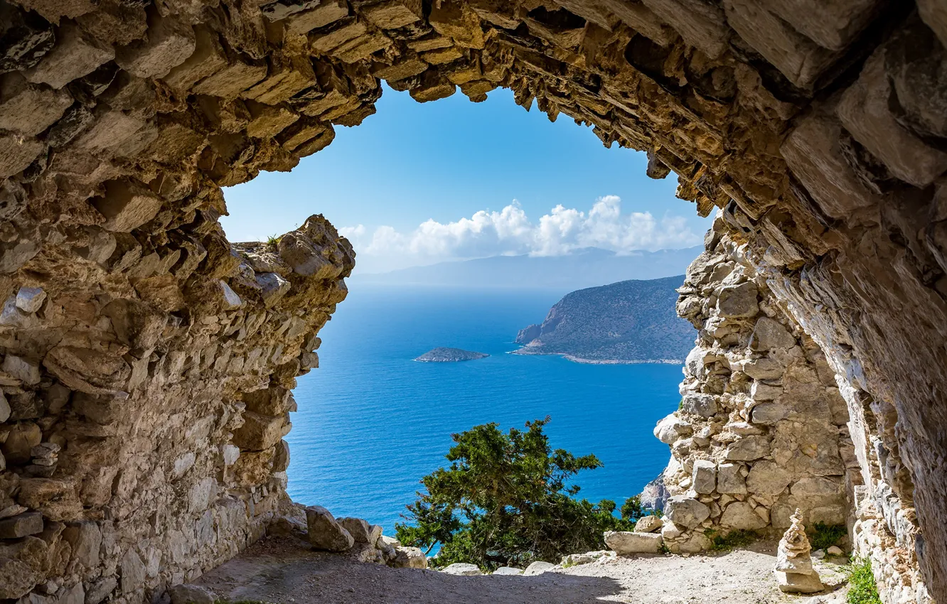 Photo wallpaper sea, beautiful, rocks, caves