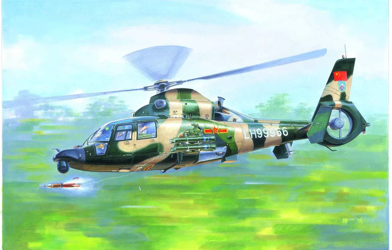 Photo wallpaper ATGM HJ-8E, shock modification, Harbin, Chinese multipurpose helicopter, the upgraded version, Z-9WA