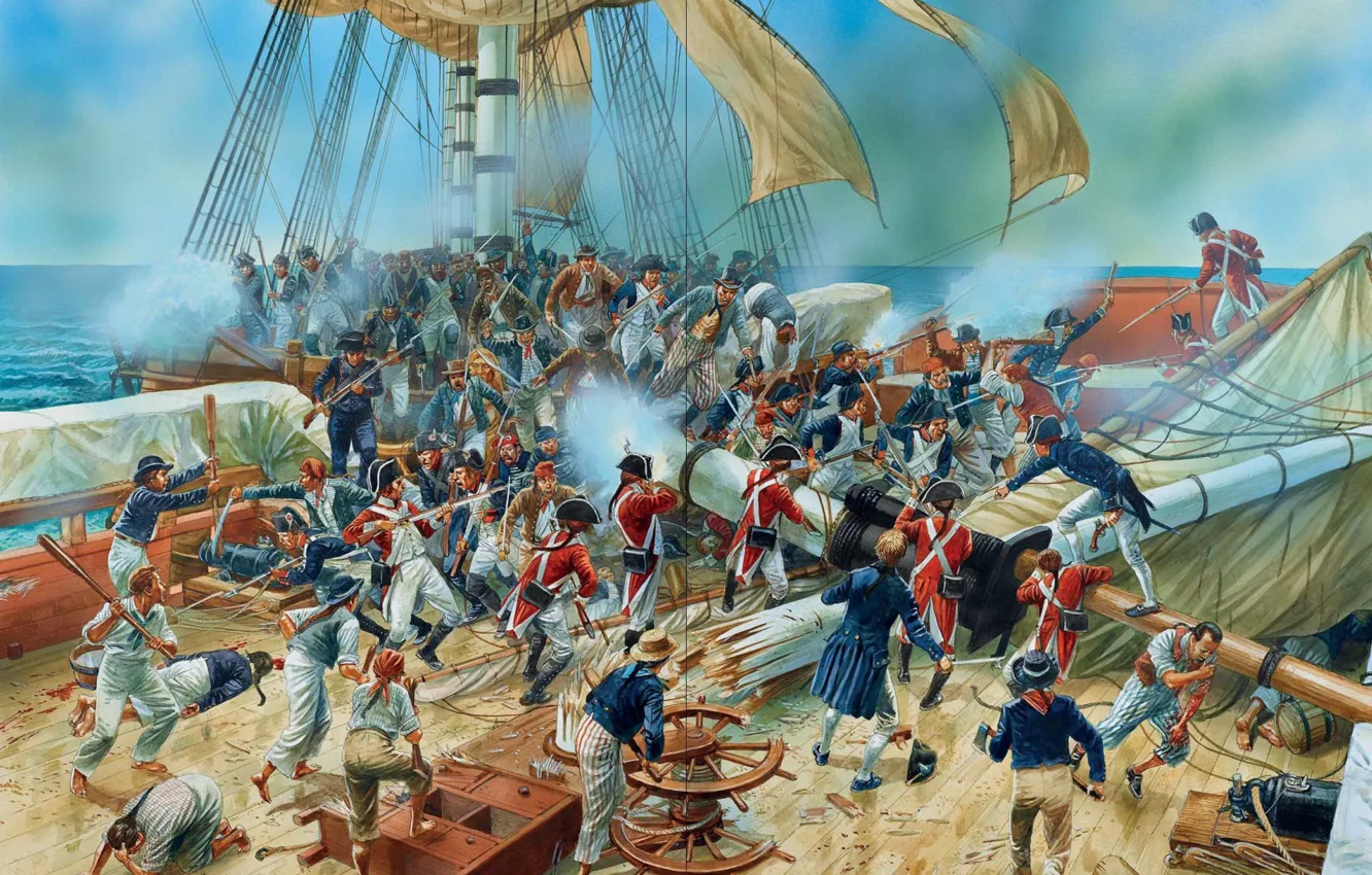 Photo wallpaper gun, figure, shot, art, soldiers, the gun, capture, sailors