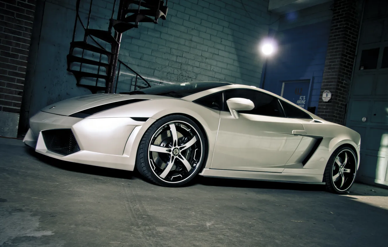 Photo wallpaper white, tuning, Lamborghini, supercar, white, Gallardo, side