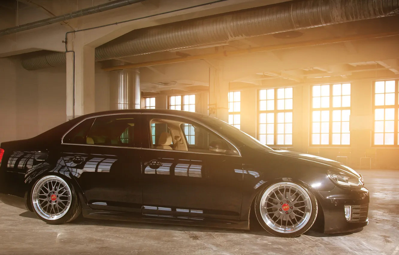 Photo wallpaper black, tuning, Volkswagen, black, Volkswagen, MK6, jetta, Jetta