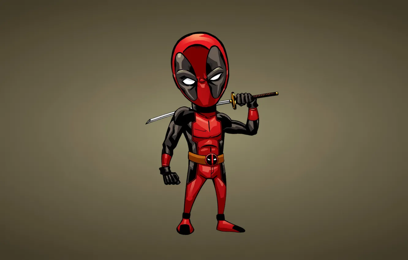 Photo wallpaper red, minimalism, sword, Deadpool, comic, Deadpool