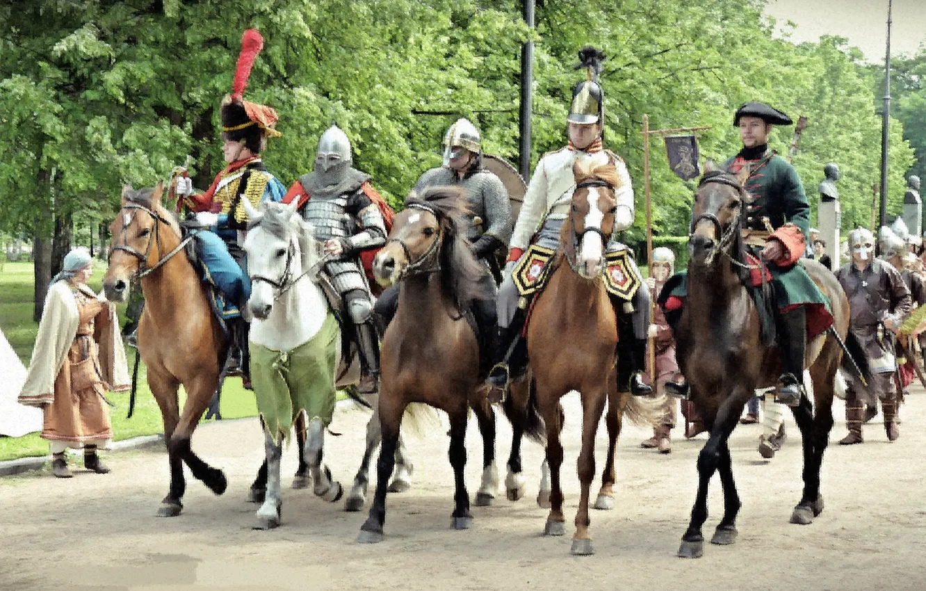 Photo wallpaper history, festival, Victory Park St. Petersburg, different eras