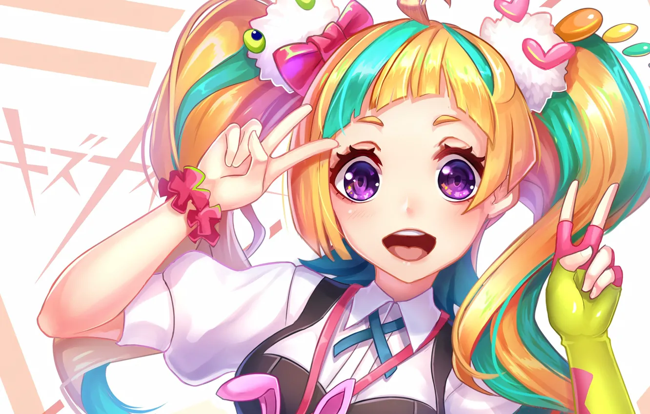 Photo wallpaper look, girl, anime, art, Kiznaiver